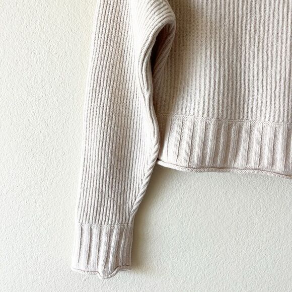 Jonathan Simkhai Lambs Wool And Cashmere Oversized Boxy Collared Cropped Sweater - Picture 9 of 12